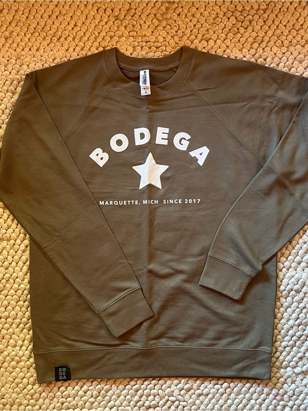 Bodega Olive Green Logo Crewneck Sweater